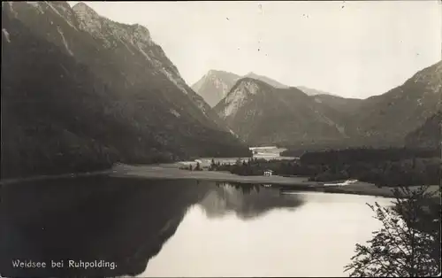 Ak Ruhpolding in Oberbayern, Weidsee, Berge