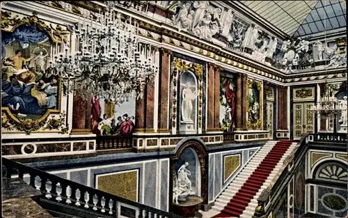 Ak Herrenchiemsee Chiemsee Oberbayern, Schloss, Treppenhaus, Gemälde