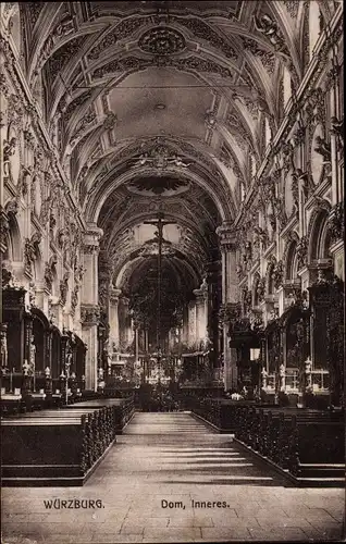 Ak Würzburg am Main Unterfranken, Dom, Innenansicht