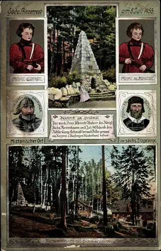 Ak Waschleithe Grünhain Beierfeld im Erzgebirge Sachsen, Prinzenraub 1455, Fürstenbrunn