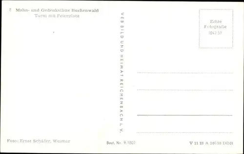 Ak Weimar in Thüringen, Mahn und Gedenkstätte Buchenwald, Turm mit Feierplatz