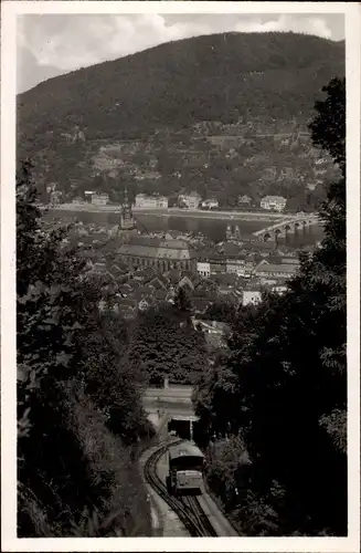 Ak Heidelberg am Neckar, Bergbahn, Panorama