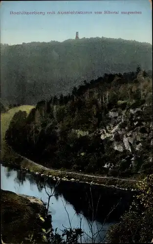 Ak Rochlitz an der Mulde, Rochlitzer Berg, Friedrich August Turm, Blick vom Silbertal