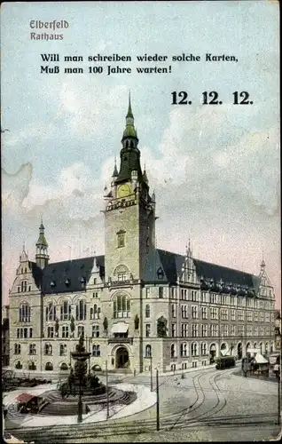 Ak Elberfeld Wuppertal in Nordrhein Westfalen, Rathaus, Jahreszahl