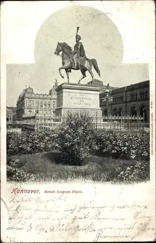 Ak Hannover in Niedersachsen, Ernst August Platz, Denkmal