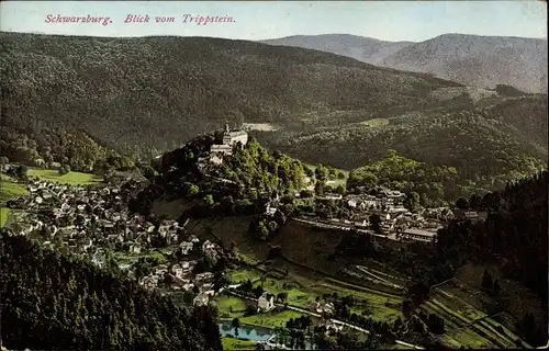 Ak Schwarzburg in Thüringen, Blick vom Trippstein