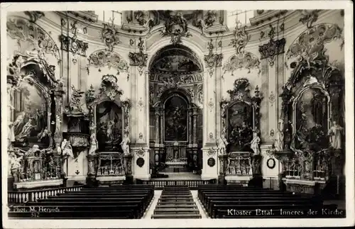 Ak Ettal Oberbayern, Kloster, Innenansicht