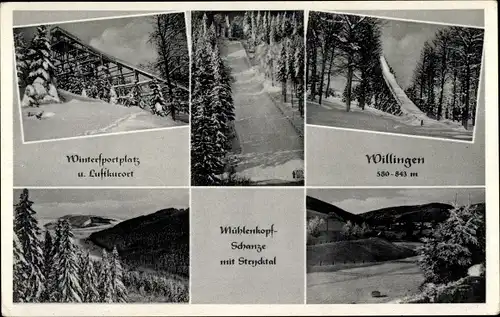 Ak Willingen im Upland Waldeck Hessen, Mühlenkopfschanze mit Strycktal, Winter, Schnee