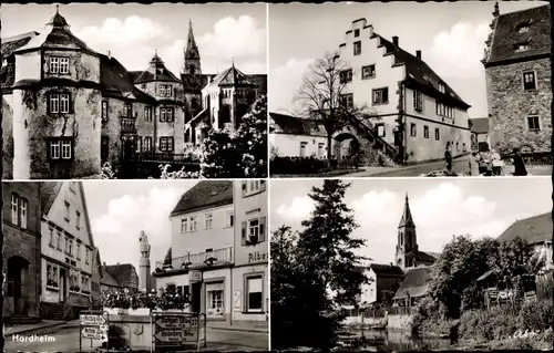 Ak Hardheim im Odenwald Baden, Straßenpartie, Kirche, Brunnen