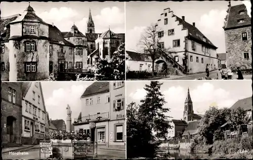 Ak Hardheim im Odenwald Baden, Straßenpartie, Kirche, Brunnen