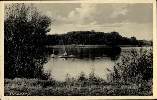 Ak Lehnitz Oranienburg, Partie am Lehnitzsee, Angler