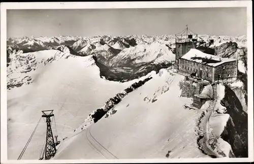 Ak Zugspitze, Bayrische Zugspitzbahn, Blick von der Gipfelstation