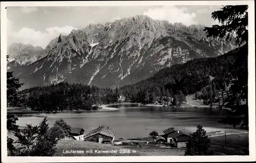 Ak Mittenwald in Oberbayern, Lautersee mit Karwendel