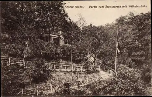 Ak Steele Essen im Ruhrgebiet, Partie vom Stadtgarten mit Wilhelmshöhe