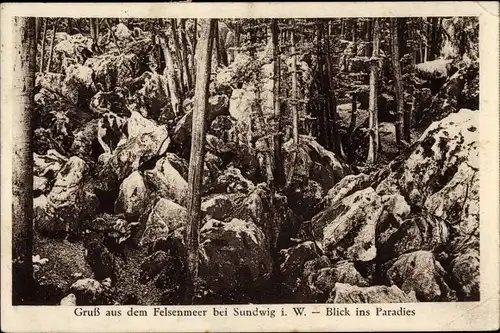 Ak Sundwig Hemer im Sauerland, Felsenmeer, Blick ins Paradies