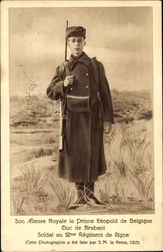 Ak Prince Léopold de Belgique, Duc de Brabant, 12 Régiment de Ligne