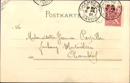 Litho Dame in Kleid, Portrait, Gehstock