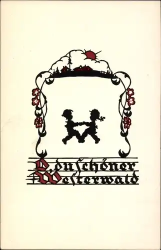 Scherenschnitt Ak O du schöner Westerwald