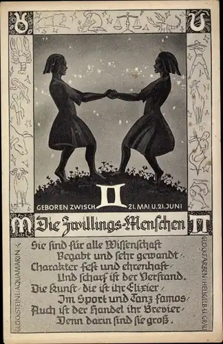 Ak Sternzeichen Zwillinge, Gemini, 21. Mai bis 21. Juni