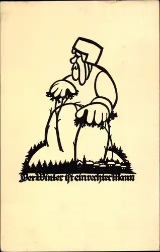 Künstler Scherenschnitt Ak Schwindt, A. M., Der Winter ist ein rechter Mann