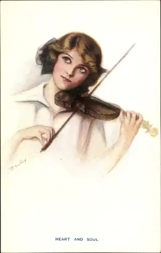 Künstler Ak Heart and Soul, Junge Frau spielt auf der Geige