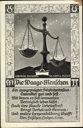 Ak Sternzeichen Waage, Libra, 24. September bis 23. Oktober