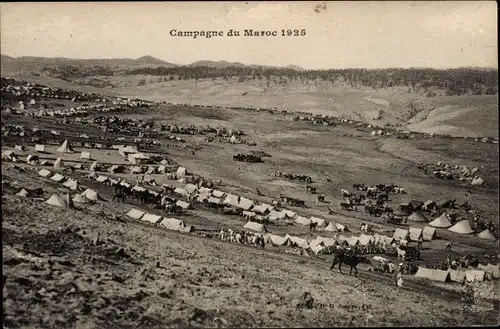 Ak Campagne du Maroc 1925, Camp, Pferd, Zelte, Soldaten