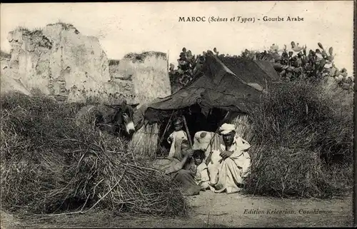 Ak Maroc, Scenes et Types, Gourbe Arabe, Maghreb