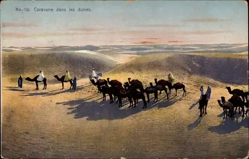 Ak Caravane dans les dunes, Maghreb, Kamele