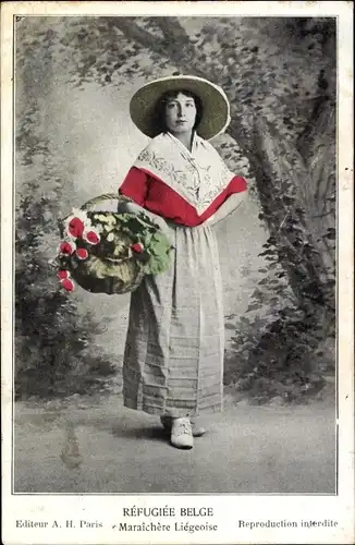 Ak Réfugiée Belge, Maraîchère Liégeoise, Belgischer Flüchtling