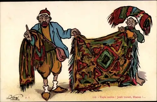 Künstler Ak Neri, Teppichhändler, Tapis ancien, Maghreb