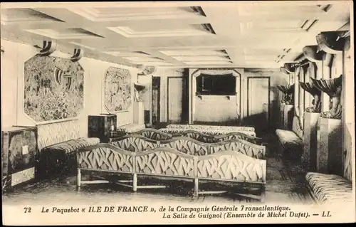 Ak Paquebot Ile de France, CGT French Line, La Salle de Guignol, Puppentheater