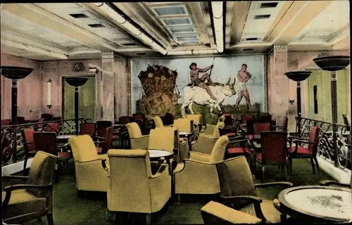 Ak Paquebot Liberté, CGT French Line, Fumoir, 1re Classe