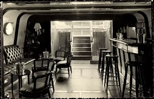 Ak Paquebot G. Borde Fretigny, Bar Fumoir donnant sur la Plage arrière