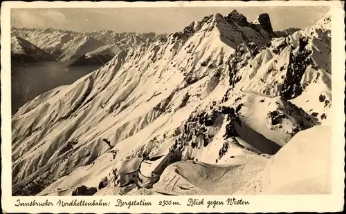 Ak Innsbruck in Tirol, Nordkettenbahn, Bergstation, Blick gegen Westen