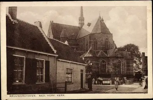 Ak Brouwershaven Zeeland, Ned. Herv. Kerk