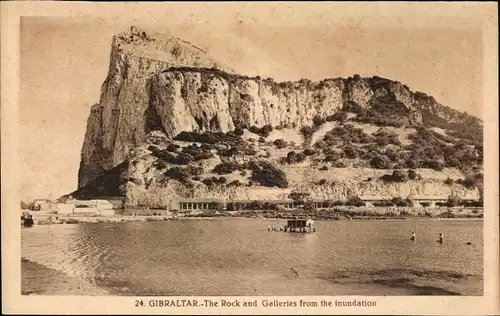 Ak Gibraltar, The Rock and the Galleries from the inundation