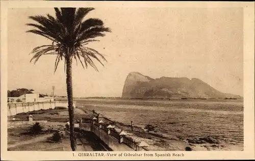 Ak Gibraltar, View of Gibraltar from Spanish Beach