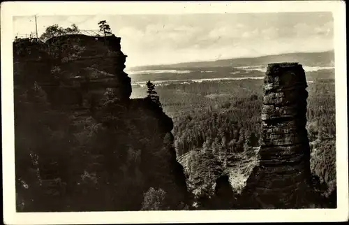 Ak Hřensko Herrnskretschen Elbe Region Aussig, Pravčický kužel, Prebischkegel
