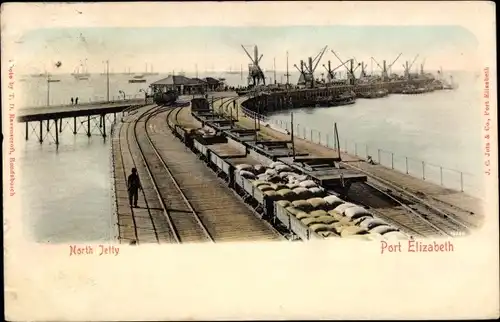 Ak Port Elizabeth Südafrika, North Jetty, Hafenpartie