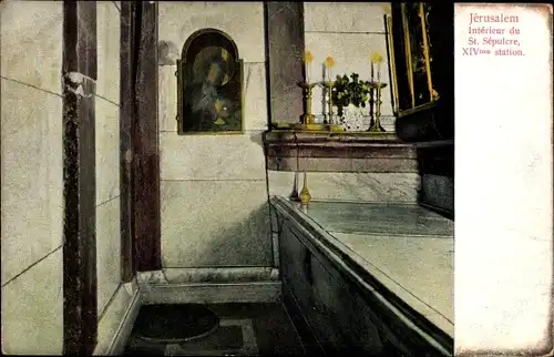 Ak Jerusalem Israel, Intérieur du St. Sépulcre XIVme station