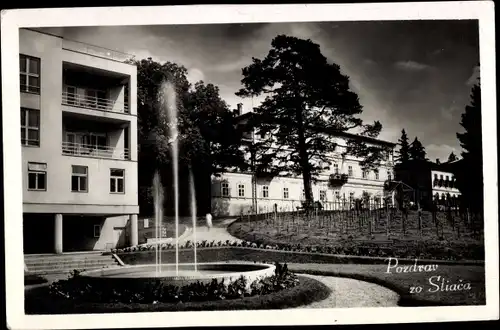 Ak Sliač Szliács Slowakei, Hotel, Springbrunnen