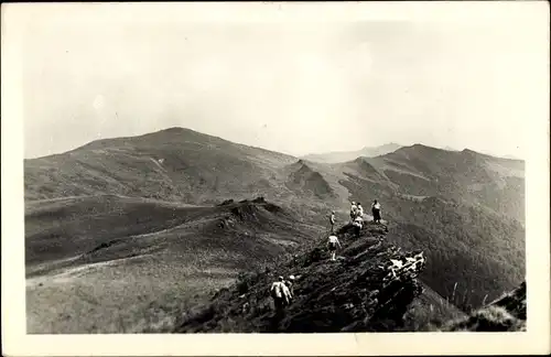 Foto Ak Bieszczady Polen, Halicz i Rozsypaniec z Krzemienia, w dali Kinczyk Bukowski