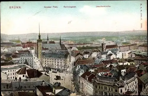 Ak Brünn Südmähren, Großer Platz, Rennergasse, Jesuitenkirche