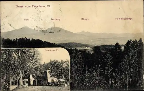 Ak Česká Lípa Böhmisch Leipa Reg. Reichenberg, Forsthaus VI, Roll, Tolzberg, Bösige, Kummergebirge