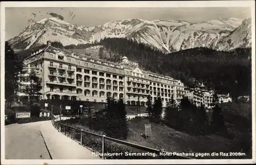 Ak Semmering in Niederösterreich, Hotel Panhans gegen die Rax