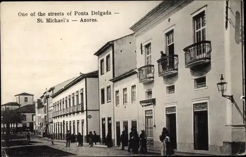 Ak Ponta Delgada Sao Miguel Azoren, St. Michaels, Straßenpartie
