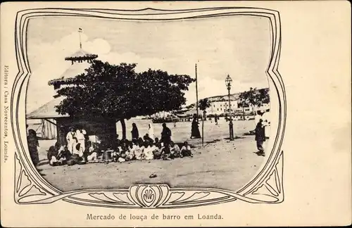 Ak Luanda Loanda Angola, Mercado de louca de barro em Loanda