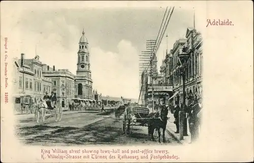 Ak Adelaide South Australia, King William Street, town hall, post office towers