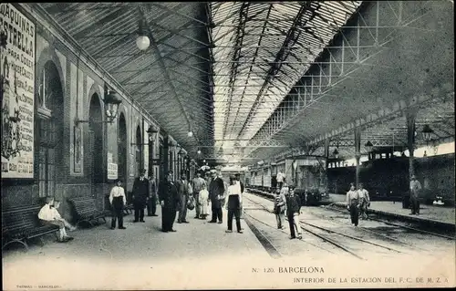 Ak Barcelona Katalonien Spanien, Interior de la Estacion